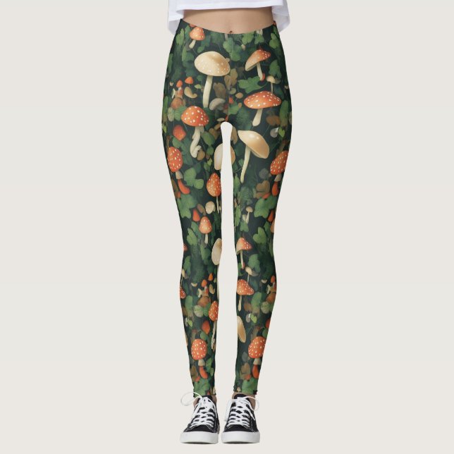 Magische Pilze Waldgarten Natur Leggings (Vorderseite)
