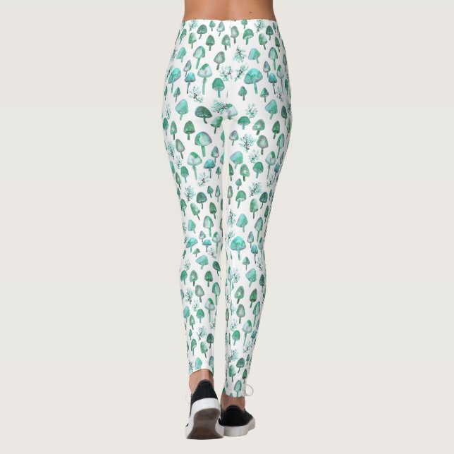 Magische Pilze Wasserfarbenwaldmuster Leggings (Rückseite)