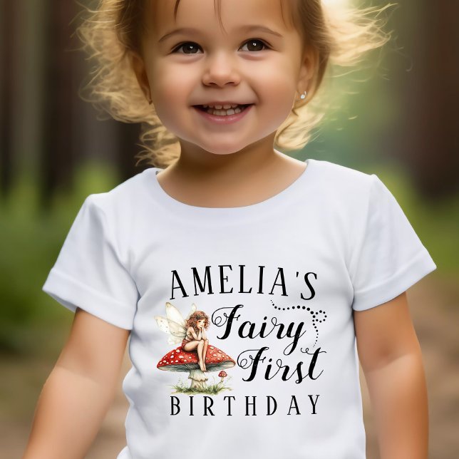 Magische Pilzmädchen Feen Erster Geburtstag Baby T-shirt (Magical Mushroom Girls Fairy First Birthday Baby T-Shirt)