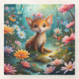 Magische Pilzschmetterlinge Glasuntersetzer