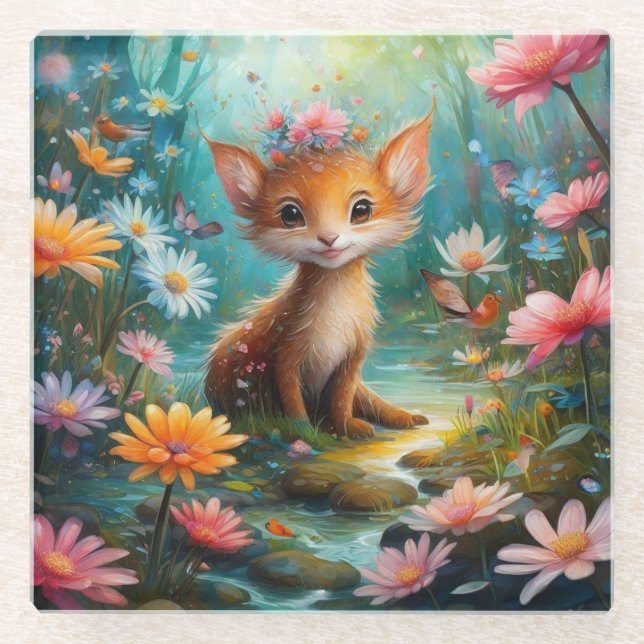 Magische Pilzschmetterlinge Glasuntersetzer (Vorderseite)