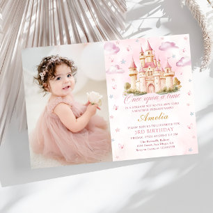 Magische Prinzessin Burg Geburtstag Foto Einladung