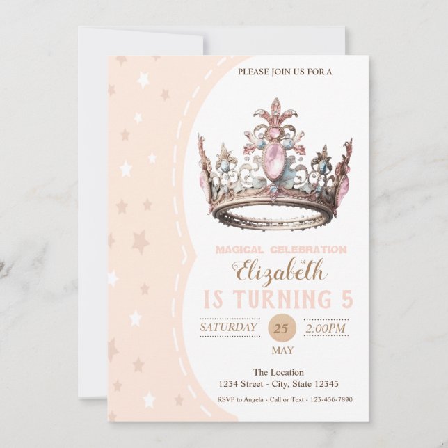 Magische Prinzessin Kronstars Geburtstag Einladung (Vorderseite)