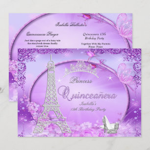 Magische Prinzessin Quinceanera Lila High Heels Einladung