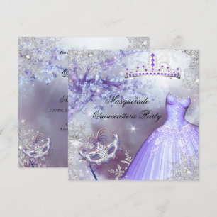 Magische Prinzessin Quinceanera Maskenball Lila Einladung