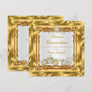 Magische Quinceanera Gold Diamant Pferdekutsche Einladung