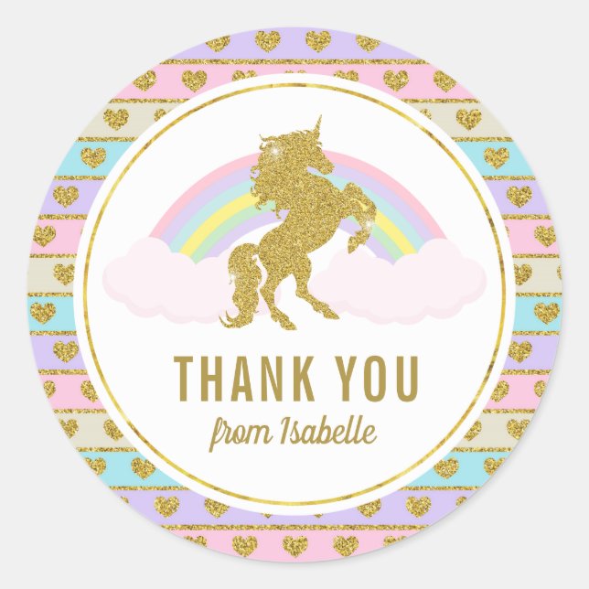 Magische Rainbow-Einhornkleber Runder Aufkleber (Vorderseite)
