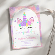 Magische Rainbow Unicorn Geburtstagsparty Einladun