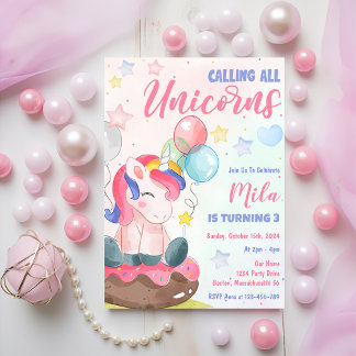 Magische Rainbow Unicorn Geburtstagsparty Einladung