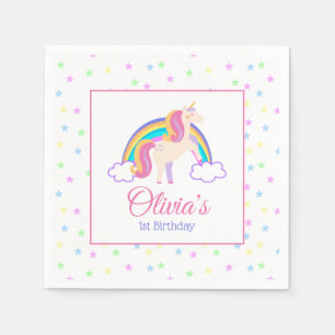 Magische Rainbow Unicorn Geburtstagsparty Serviette