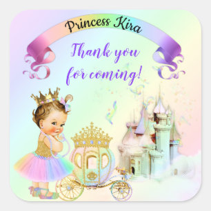 Magische Regenbogen-Prinzessin Castle Carriage Quadratischer Aufkleber