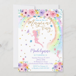Magische Regenbogenfairy-Party Einladung