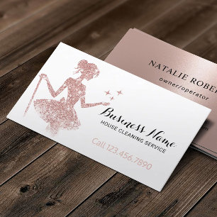 Magische Reinigung Rose Gold Glitzer Haushaltshilf Visitenkarte