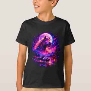 Magische Reitpferde heulender Mond Pferdeliebhaber T-Shirt