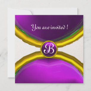 MAGISCHE RINGe ,MONOGRAMM Edelstein lila Gold Einladung