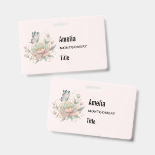 Magische Rose und Schmetterling in Pastellfarben Ausweis