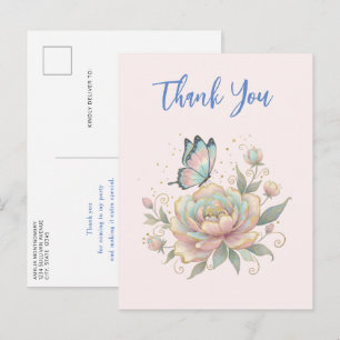 Magische Rose und Schmetterling in Pastellfarben D Postkarte