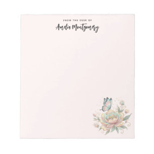 Magische Rose und Schmetterling in Pastellfarben Notizblock