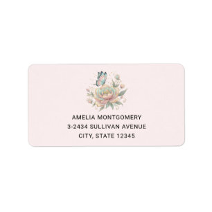 Magische Rose und Schmetterling Pastellfarben Adre Adressaufkleber