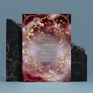 Magische Rose Verziert Barockhochzeit RSVP Karte
