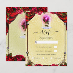 Magische Rote Rose Gelb Gold Glanz Party Antwort Einladung