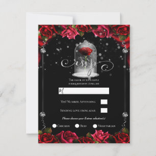 Magische Rote Rose Weiß Gold Silber Schwarz RSVP Einladung