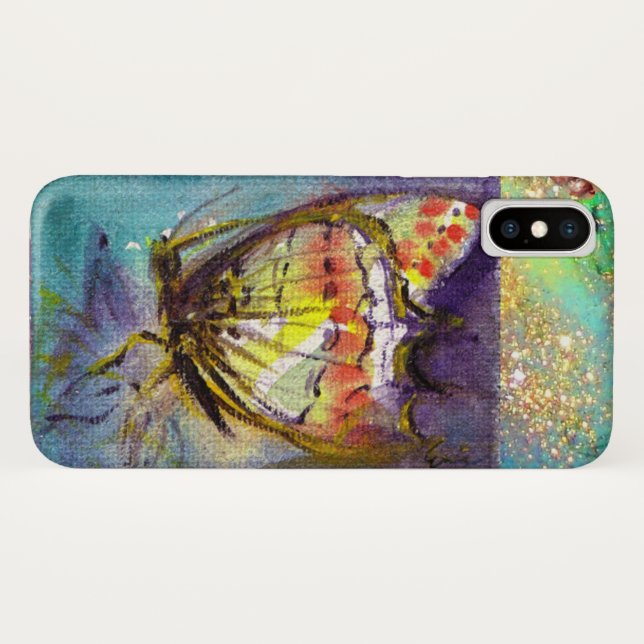 MAGISCHE SCHALTFLÄCHE IN BLAUEN GOLDEN GLITZERN Case-Mate iPhone HÜLLE (Rückseite (Horizontal))