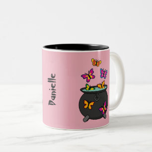 Magische Schmetterlinge aus einem Cauldron   Eigen Zweifarbige Tasse