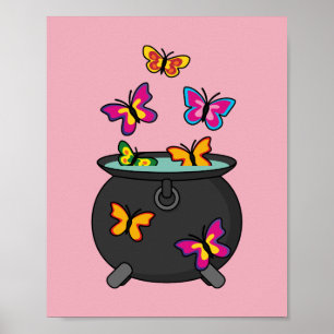 Magische Schmetterlinge aus einem Kessel Poster