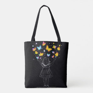 Magische Schmetterlinge tauchen aus der Hand des K Tasche