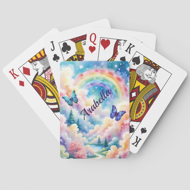 Magische Schmetterlinge und Regenbogenfarben Spielkarten (Rückseite)