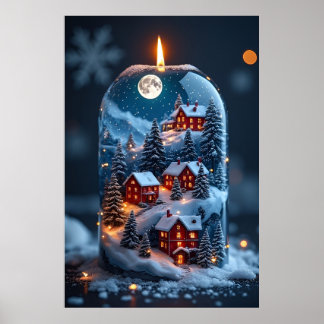 Magische Schneekugel Kerze – Gemütliches Weihnacht Poster