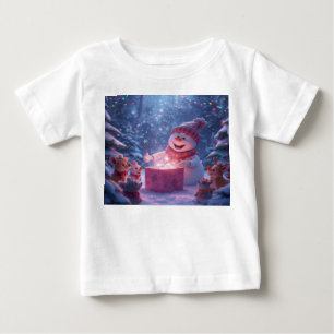 Magische Schneemann-Weihnachtsgeschenkszene Baby T-shirt