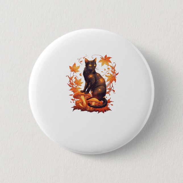 Magische Schwarze Katze im Herbstwald � Celestial  Button (Vorderseite)