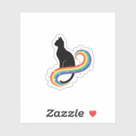 Magische schwarze Katze mit Regenbogen-Schwanz-Äst Aufkleber