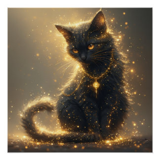 Magische schwarze Katze Poster