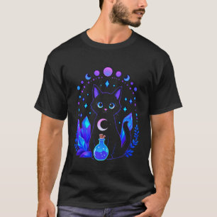 Magische schwarze Katze zunehmender Mond verzauber T-Shirt