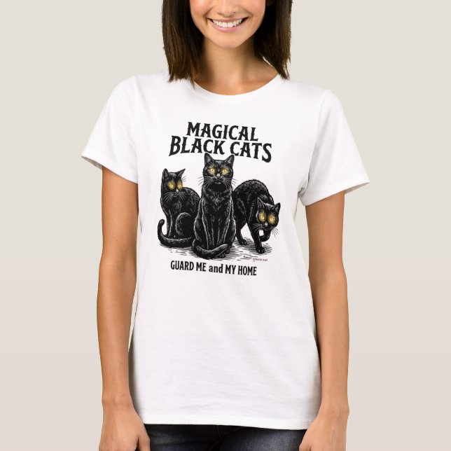 Magische schwarze Katzen T-Shirt (Vorderseite)