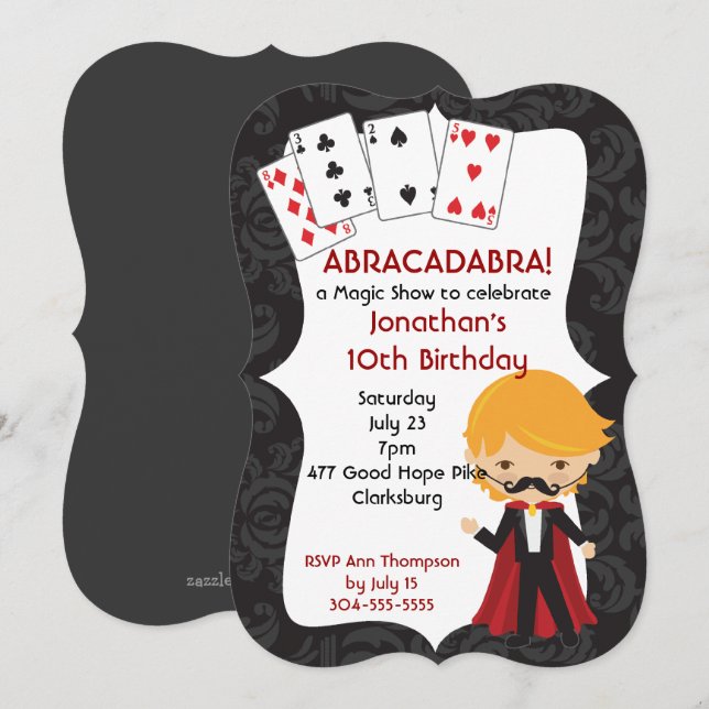 Magische Show Einladung (Vorne/Hinten)