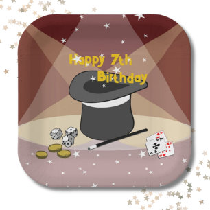 Magische Show Happy 7. Geburtstag Kinder Party Squ Pappteller