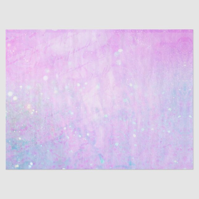 Magische Skriptdekoupage Lila Pink Imitats Glitzer Seidenpapier (Vorderseite)