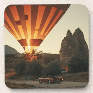 Magische Sonnenaufgang Heißluftballon Aussicht mit Getränkeuntersetzer