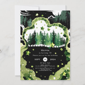 Magische Sparkling Woodland Geburtstag Einladung