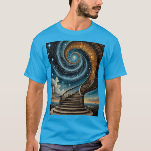 Magische Spiraltreppe ins T-Shirt der Sterngalaxie