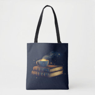 Magische Sterne und Kaffee mit Büchern Tasche