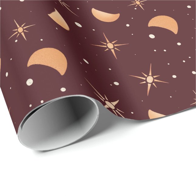 Magische Sterne und Monde | Ausgezeichneter Wein R Geschenkpapier (Rolleneckpunkt)