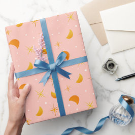 Magische Sterne und Monde | Jolly Soft Pink Geschenkpapier