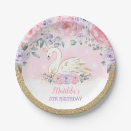Magische Swan Princess Pink Lila Blütengeburt  Pappteller