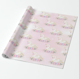 Magische Swan-Prinzessin| Rosa und violette Blumen Geschenkpapier