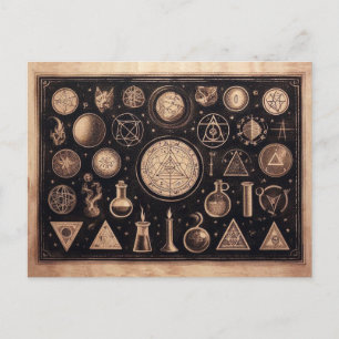 Magische Symbole Antike Zeichnung Postkarte